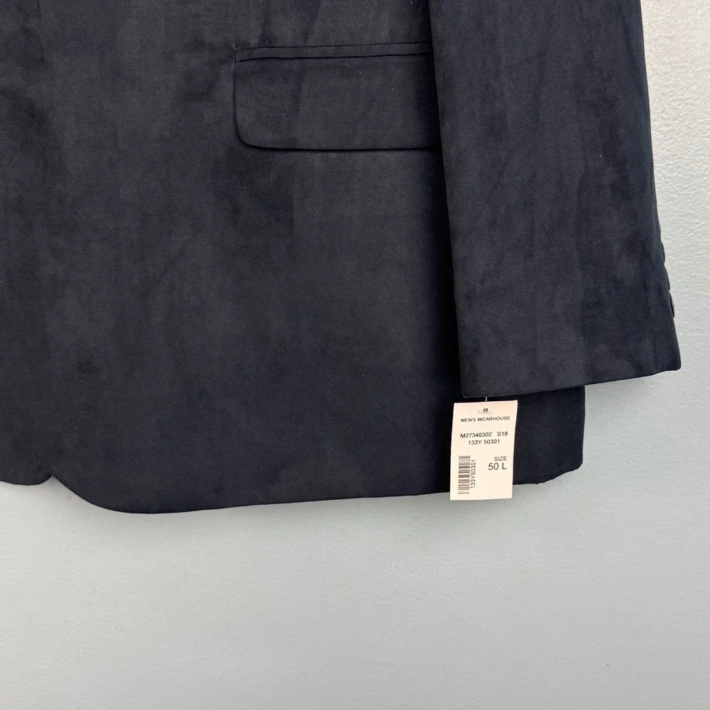 NEW Nautica Branford Blazer Men's‎ 50L Navy Blue Faux Suede 2 Button Sport Coat